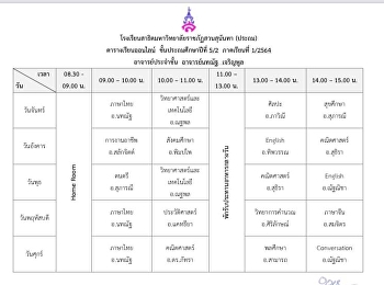 ตารางเรียนออนไลน์ช่วง 17-31 พฤษภาคม 2564
จ้