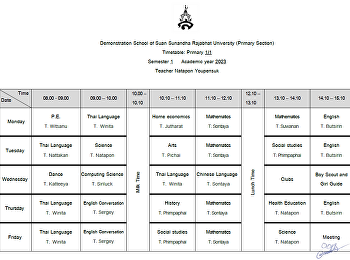 Grade 1 students and schedule for the
first semester of the academic year 2023