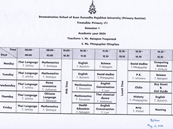 Class schedule for students in grades 1
- 6, semester 1, academic year 2024